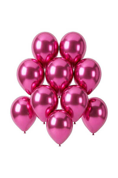 BeySüS Fuchsia Color Latex Chrome Balloon (15 cm) - 10 Pieces