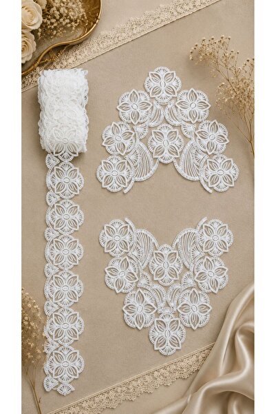Esteks Dantel ve Tekstil Aksesuarları Propeller Pattern French Lace 11 Meters...