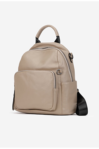 Dasha Women's beige textured Leather Backpack