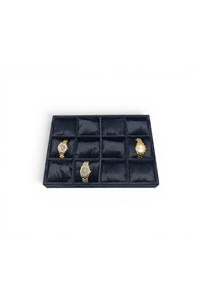DİJİTAL ÇARŞI MAĞAZACILIK 12'Li Watch Table Watch Organizer Black Black Padded