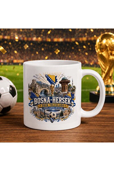 Bk Gift كأس أبيض بتصميم كأس العالم لكرة القدم بتصميم مشجعي البوسنة والهرسك -2