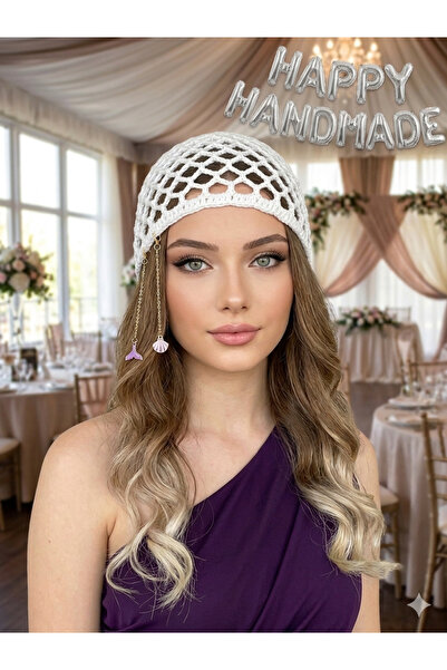 HAPPY HANDMADE Trend Charmli Net Hat/Viral Crochet Hat/Summer Viral Hat/White...