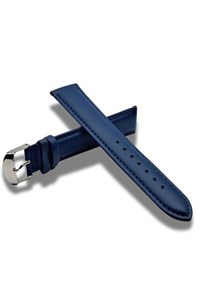 GENUINE LEATHER Curea de ceas din piele albastră de 20 mm cu cataramă clasică...