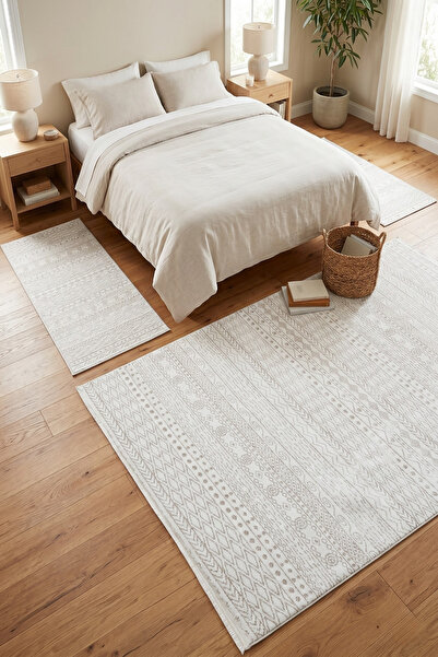 Bonny Home Premium Yatak Odası Halısı Seti | 3 Parça Yıkanabilir Yumuşak Doku...