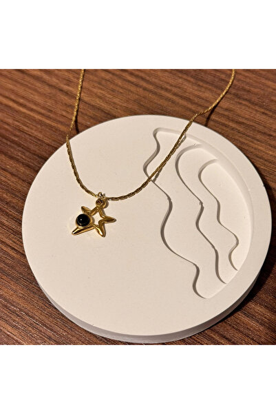 TURKAFONE Star Black Stone Necklace