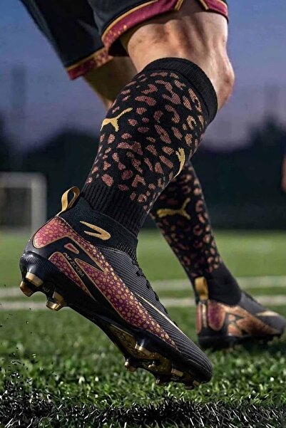 rekorsport Laliga Air Unisex Halı Saha Ve Çim Zemin Kramponu Çoraplı Siyah-Gold