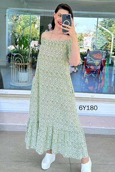 İnce Topuk Madonna Collar Viscose Dress 6Y180
