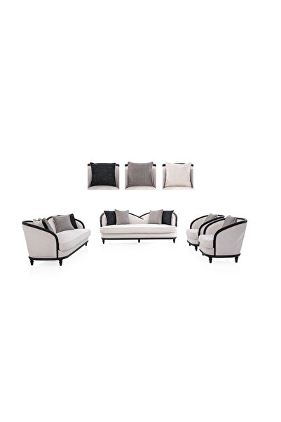 Midas Furniture طقم أريكة من الكتان 3 قطع مقاس 91×89×87 سم لون بيج