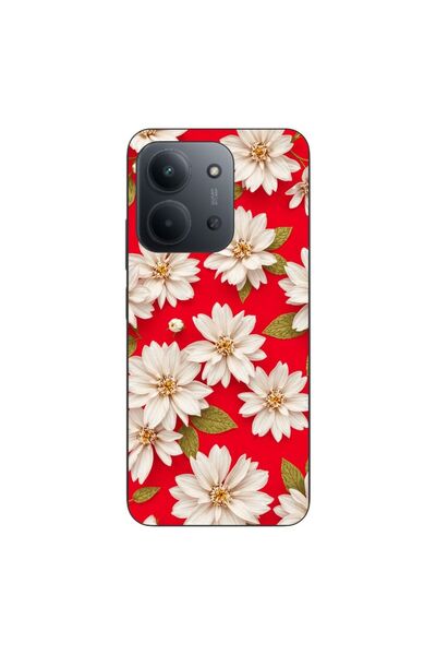 OEM Θήκη συμβατή με Xiaomi Redmi 15C, από σιλικόνη gel TPU, με λευκά λουλούδι...