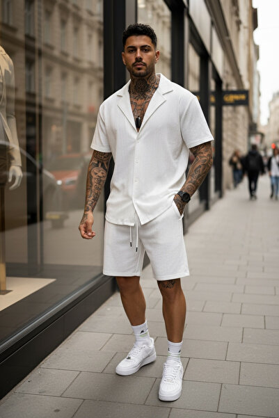dehaine Summer set for men, shirt + shorts, men's short tracksuit C350A