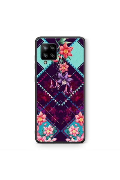 Other Samsung A42 5G Checkered flowers Black Glossy Θήκη