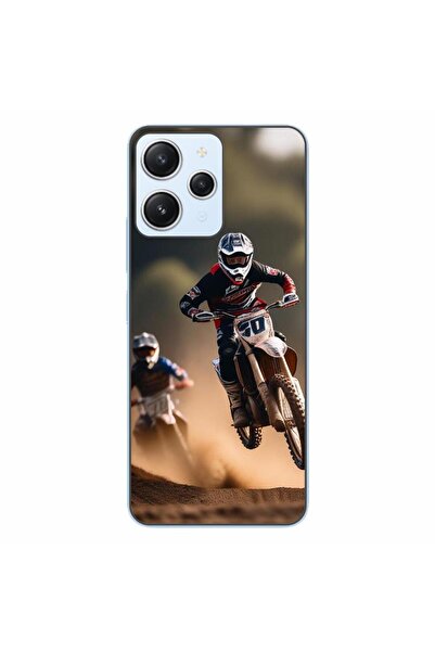 OEM Калъф, съвместим с Xiaomi Redmi 12 4G, силиконов гел TPU с мото крос десен