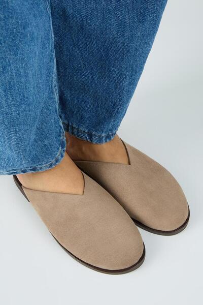 Manijero Magali Women's Genuine Leather Flat Sabo Mink Slippers