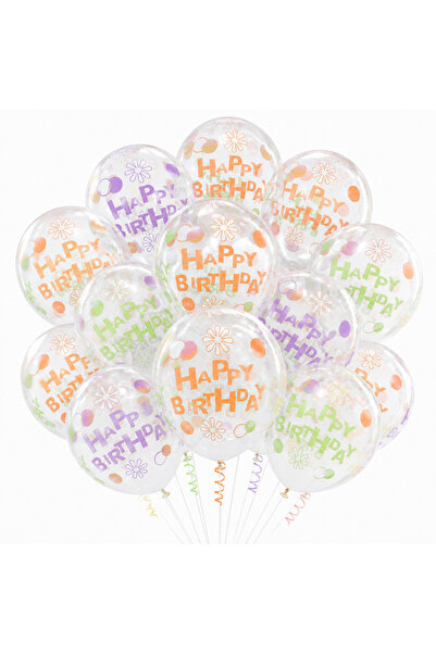 Ropet Top Bottom Set of 100 Transparent Latex Balloons Happy Birthday, 30 cm,