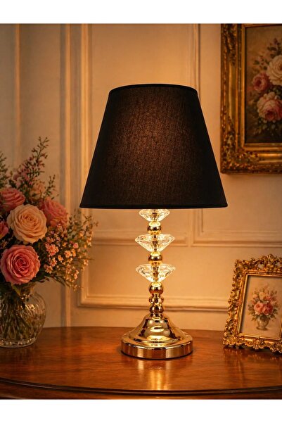 Dekovien Modern Gold Crystal Lampshade with Black Color Hat