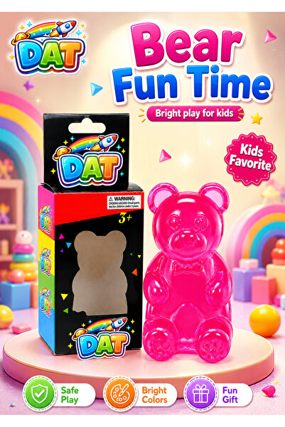 DAT Gummy Bear Squishy Toy for Kids – Translucent Squeeze Fidget Sensory Stre...