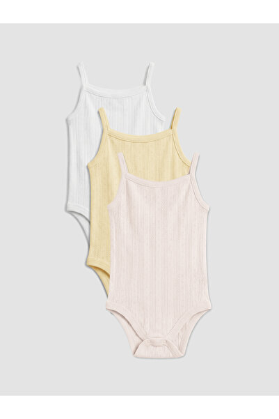 LC Waikiki Square Neck Baby Girls' Snap Bodysuit 3-Pack