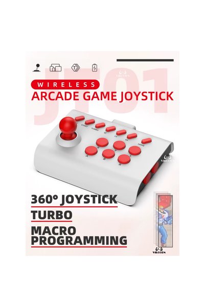 UnderShop Controler de joc wireless arcade-vintage, 14 butoane retro pentru jocuri, Bluetooth, Baterie de 600 mAh, Wi-Fi 2.4G, USB, Compatibil cu PC, Android, iOS, PS3 / PS4, Switch, 2 RFID