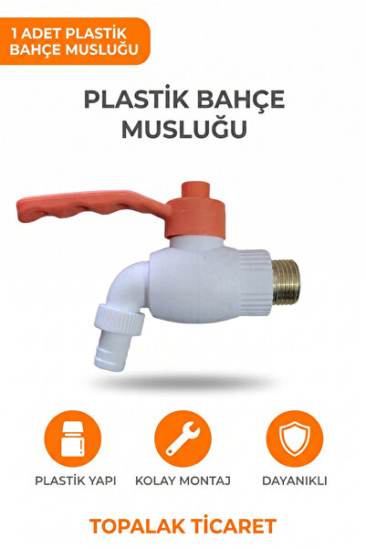 TOPALAKTİCARET Plastik Bahçe Musluğu 1/2 İnç Dayanıklı Bahçe ve Balkon Musluğu