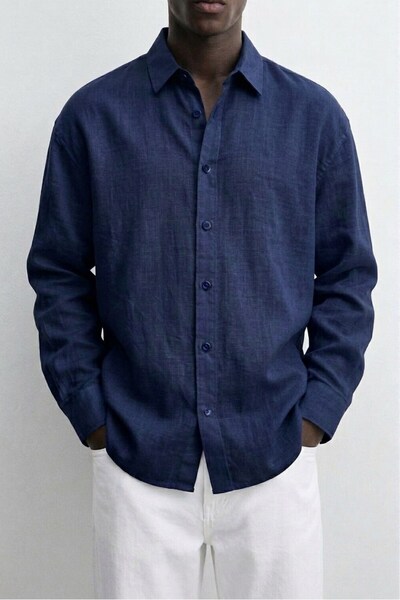 The Champ Clothing Men's Shirt Monarch Line Navy Blue – Long Sleeve, Buttoned...