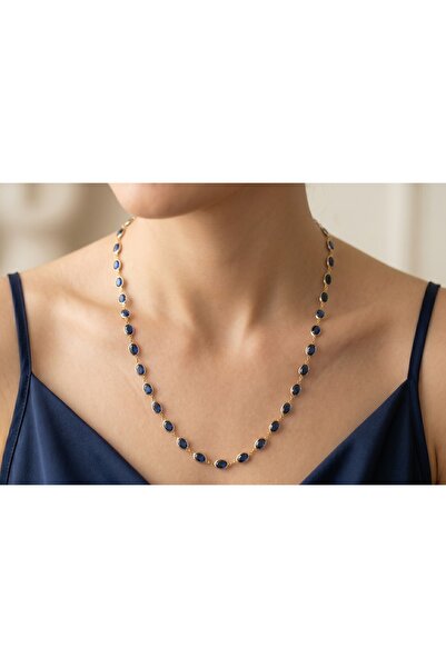 Twire Jewelry VIP Çelik Minimal Lacivert Taşlı Kolye