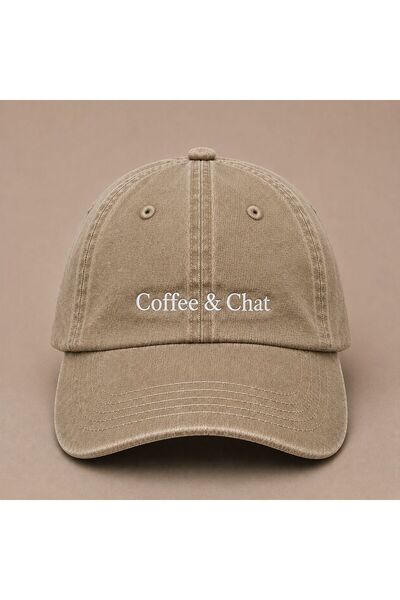 WeavedCo Coffee & Chat Embroidered Vintage Washed Cap Hat
