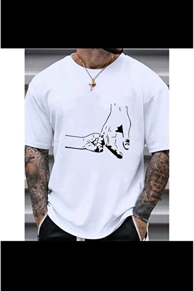classy moda Άνετη εφαρμογή, Oversize, Μίνιμαλ μπλούζα με στάμπα μπροστά, κοντ...
