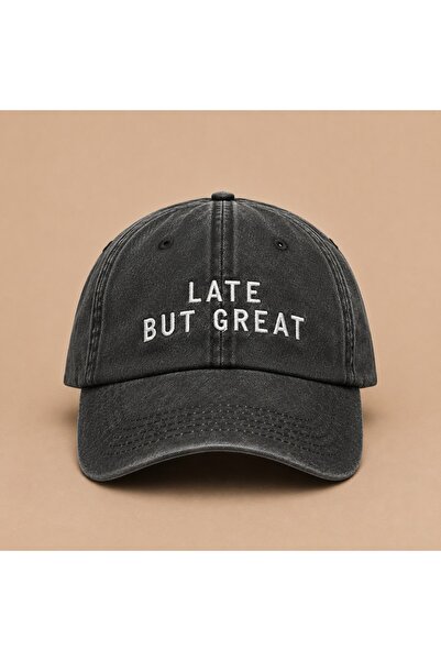WeavedCo Late but Great Embroidered Vintage Washed Cap Hat