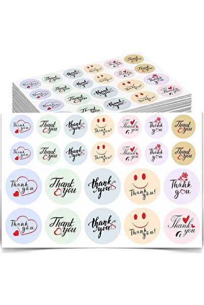 naturevo 350 Adet Teşekkür Etiketi Sticker Seti | 7 Farklı Tasarım Thank You ...