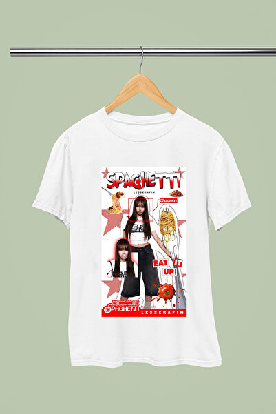 MAGORS LE SSERAFIM K-POP BAND SPAGHETTI ALBUM ŠTAMPANA PAMUČNA MAJICA SA KRAT...