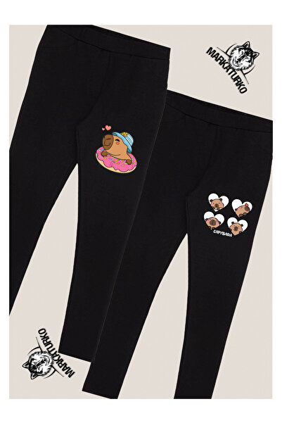 MarkaTurko Capybara Special Design 2-Pack Black Cotton Tights