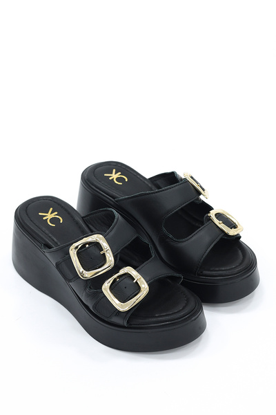 kajal ayakkabı Dl 40 Genuine Leather Adjustable Buckle Slippers