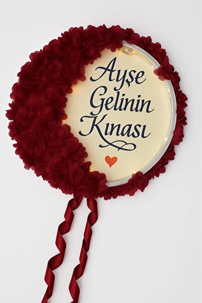 Evsay İsimli Ledli Şeffaf Gelin Tefi Lazer Çiçekli İncili Düğün Kına Nedime B...