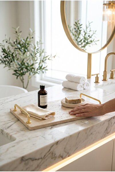 Akayev Travertine Aura Gold 30X20 cm Tray