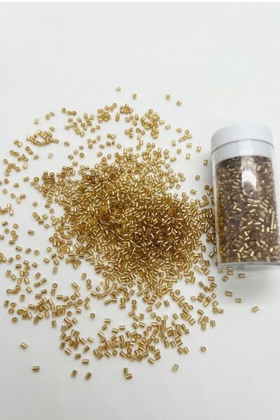 hobi dünyası evim 1 Silindir Kutuda Kesme Kum Boncuk Gold