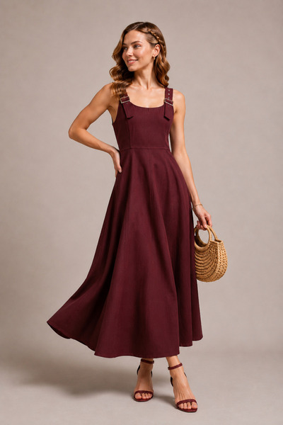 GLOW MUSE Askılı Gabardin Jile -Bordo