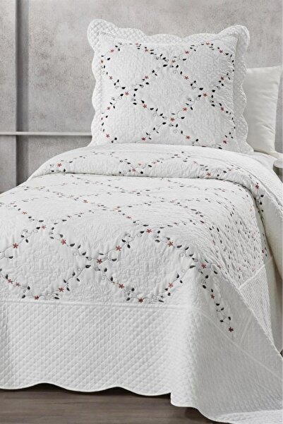 Çeyiz Diyarı Mirela Embroidered 100% Cotton Single Bedspread V3
