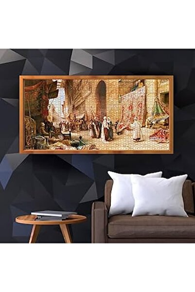 abnturk 1500 Parça Kahire'de Halı Pazarı Puzzle Tamamlanmış Halinin Kenar Ölç...