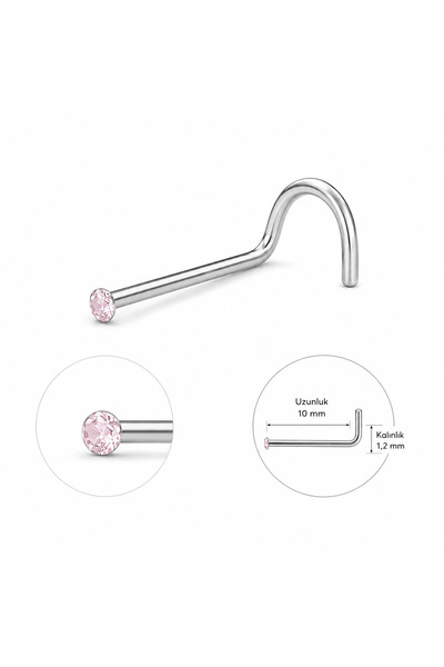 Dragon Opal Taşlı Burun Piercingi 1.2 mm Kalınlık 10 mm Cerrahi Çelik L Tip N...