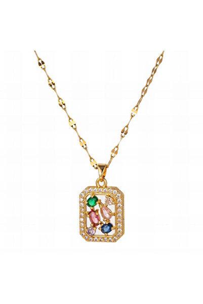 PRETTY LITTLE LADY Zirconia NECKLACE, 18K GOLD PLATED STEEL