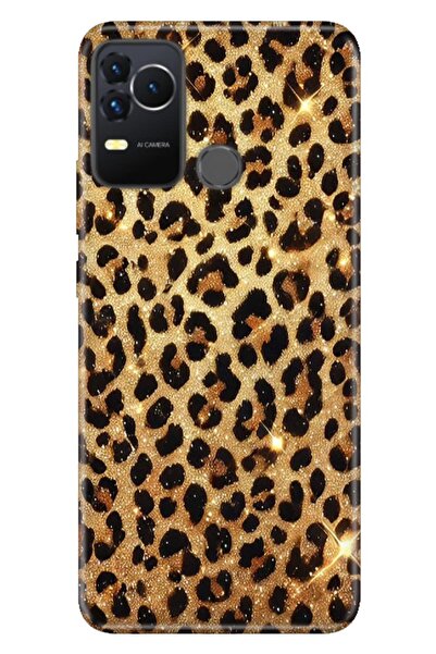 omix X400 Kılıf Yaldızlı Leopar Temalı Desenli Darbe Emici Silikon