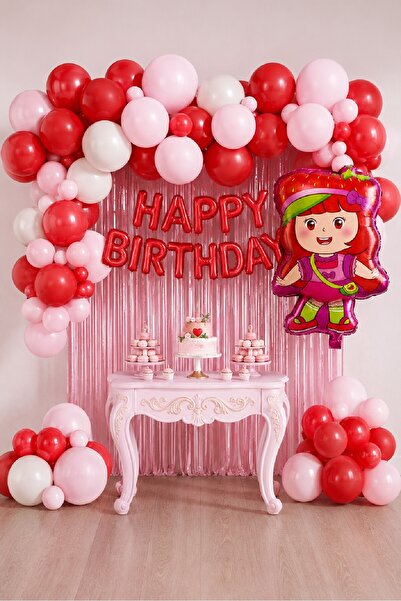 Bkmc 🍓   Strawberry Shortcake Foil Balloon Happy Birthday Balloon + Balloon ...