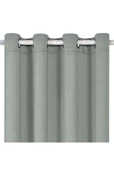 OEM Draperie decorativă pentru geam, Gri, 140 x 140, Cu inele, Semi-opac, Sim...