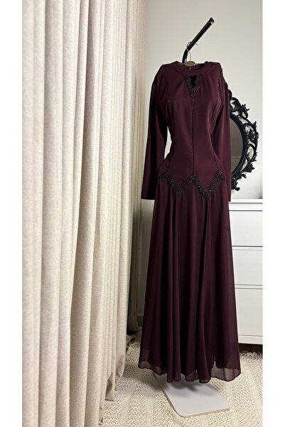 MYGROUP Retro and Geometric Embroidered Chiffon Evening Dress