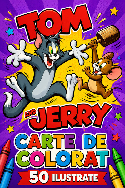 Disney Tom And Jerry Coloring Book 50 Illustrations A4 Laminated Covers