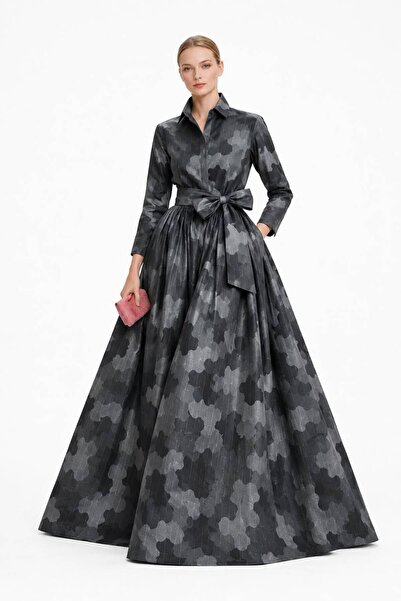 UNTIMELY Self-Light Striped & Amorphous Camouflage Patterned Maxi Length Popl...