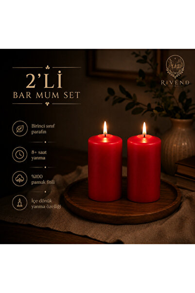 RIVEND 2’li Bar Mum Seti – Dekoratif Silindir Mum