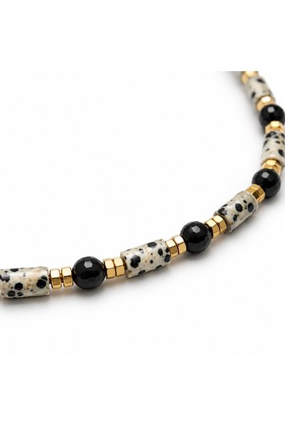 Home Jasper and Onyx Stone Natural Stone Necklace |   Women's Steel Necklace