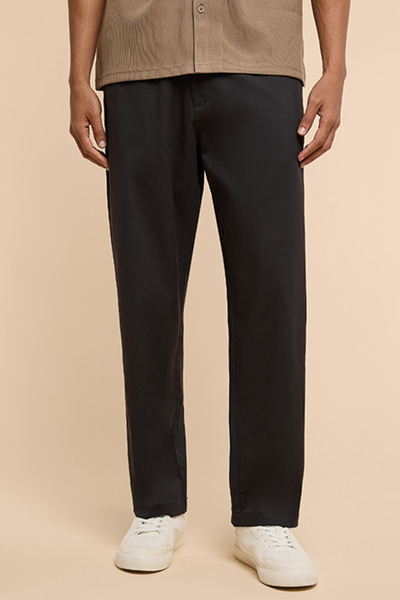R&B Solid Loose Fit Pants with Elastic Waist