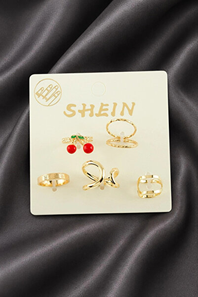 Generic Brand 6 Pieces of Cherry Enamel Luxury Joint Rings